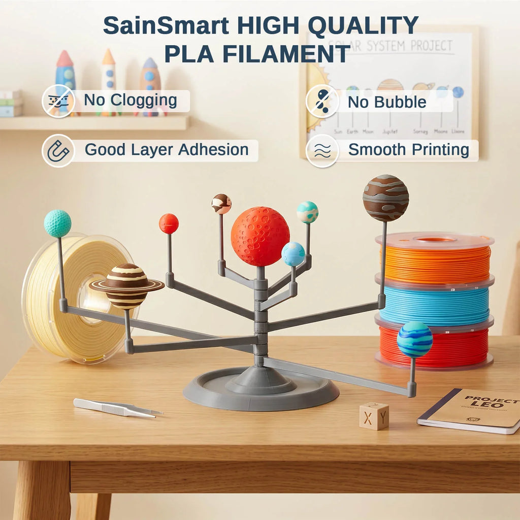 PLA Filament 1.75mm, Planet Explorer 8-Color Mini Spool Bundle, 250g Each, High-Speed PLA, +/-0.02mm Accuracy, Easy-to-Print, Compatible with Most FDM 3D Printers