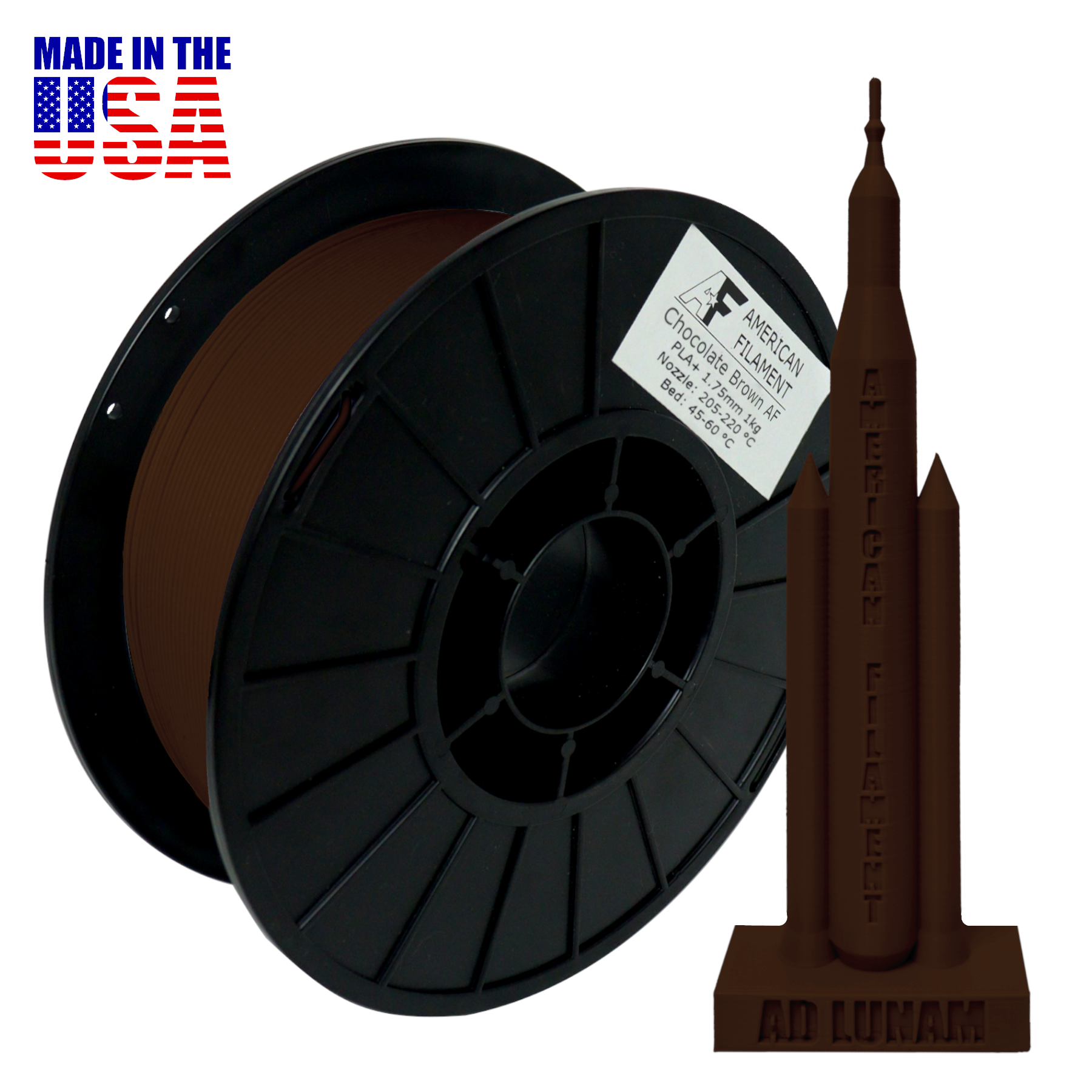 Chocolate Brown AF 1.75mm PLA+ Filament