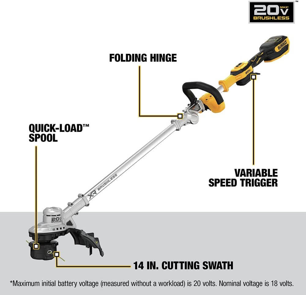 DEWALT 20V MAX* 14 in Cordless Folding String Trimmer