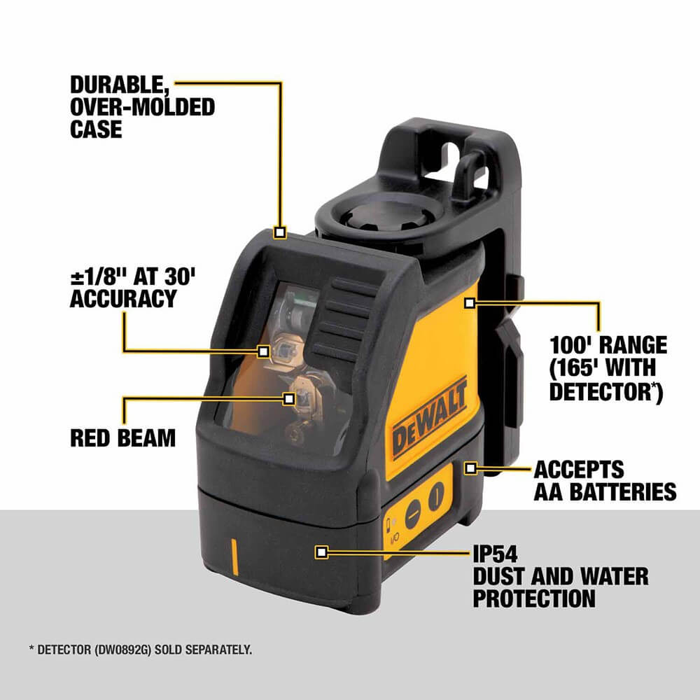 DEWALT Self Leveling Horizontal/Vertical Red Cross Line Laser