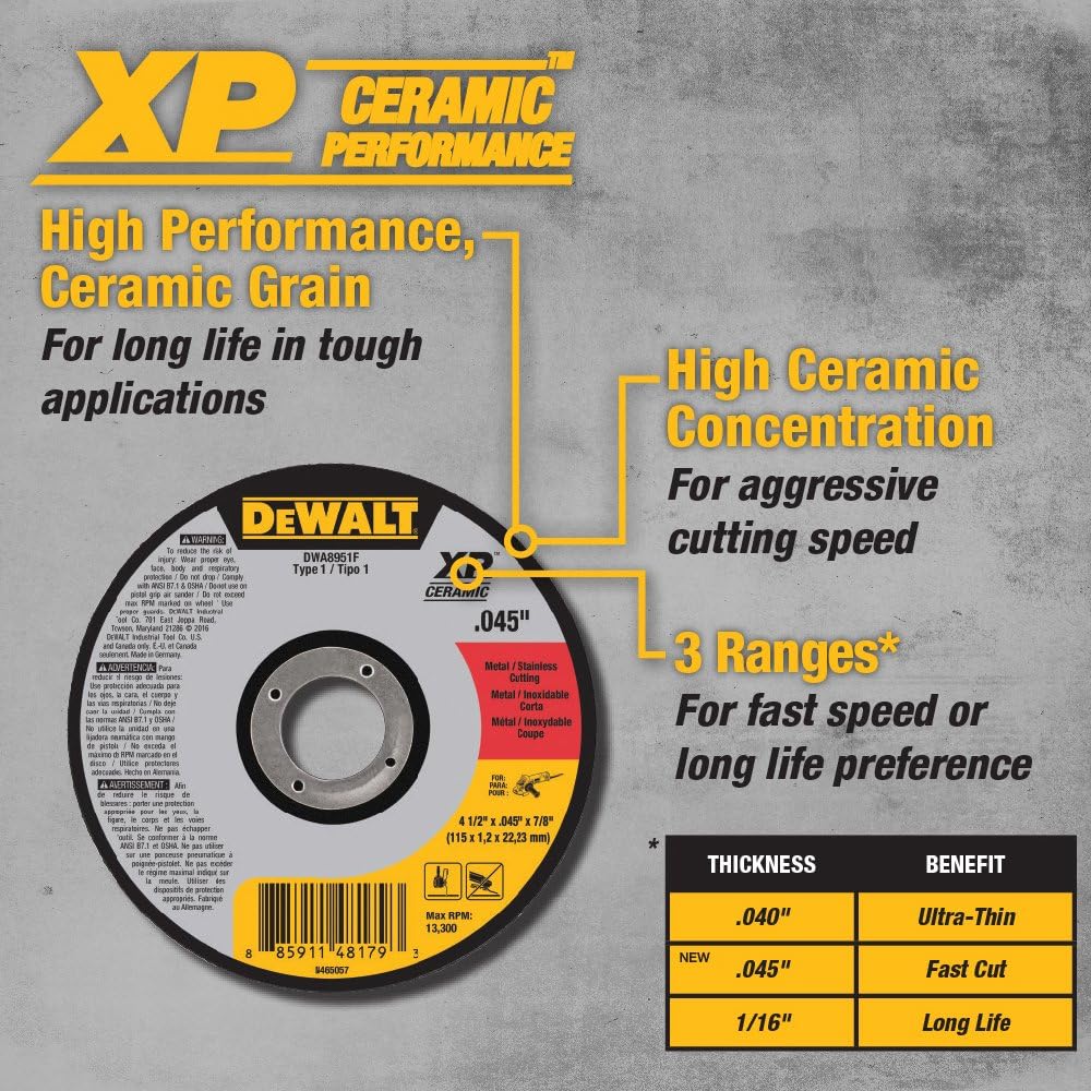 DEWALT ELITE SERIES™ Cutting Wheels 4-1/2" x 0.045" x 7/8"