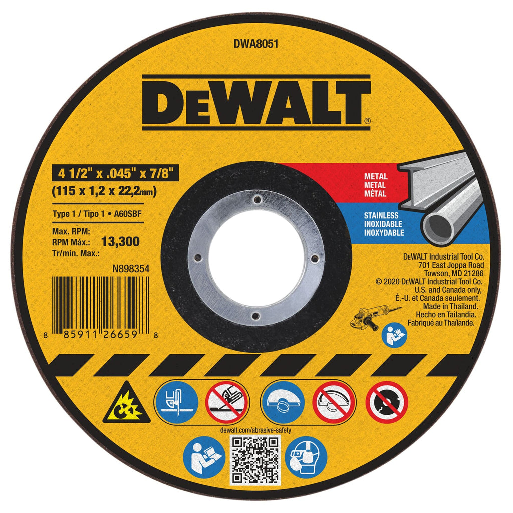DeWalt 4-1/2 In x .045 in Aluminum Oxide Abrasive Chop / Cut-Off Blade with 7/8 in