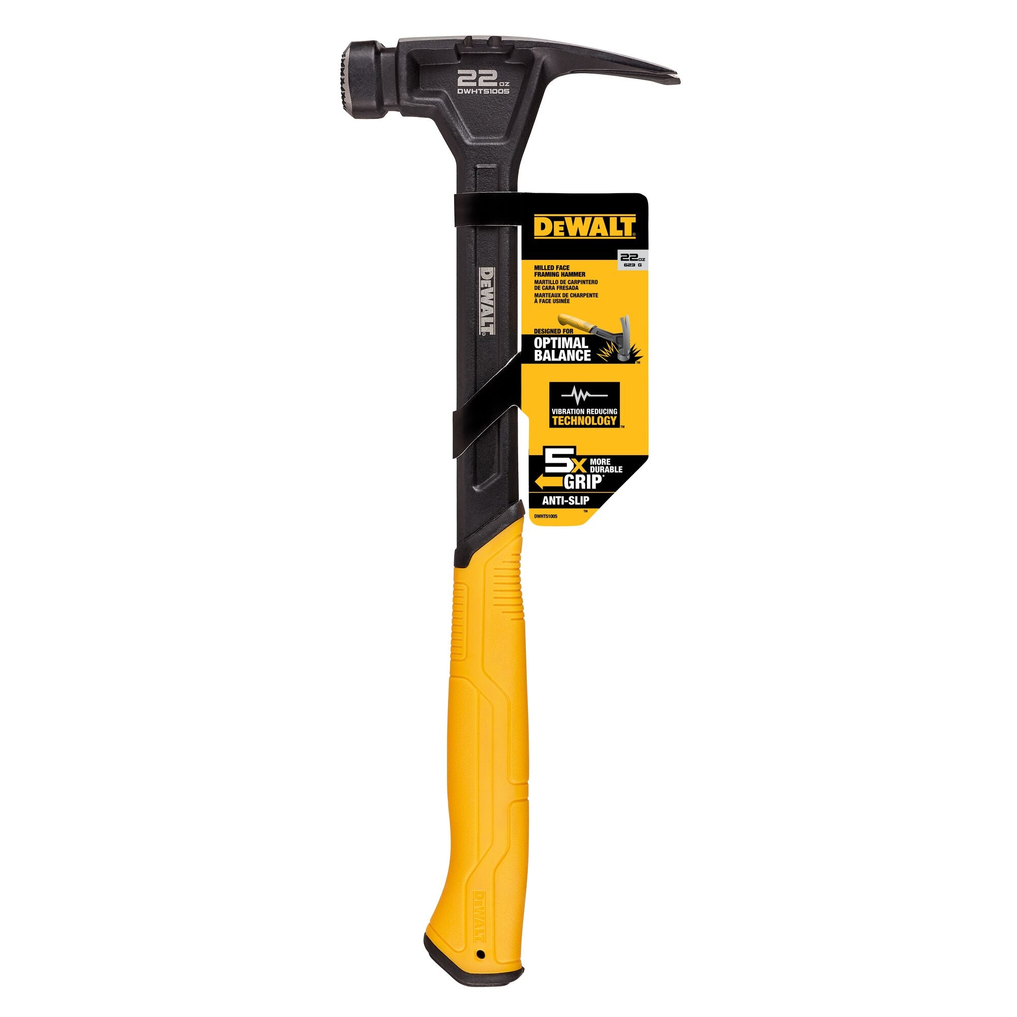 DeWalt 22oz Milled-Face Rip Claw Steel Hammer