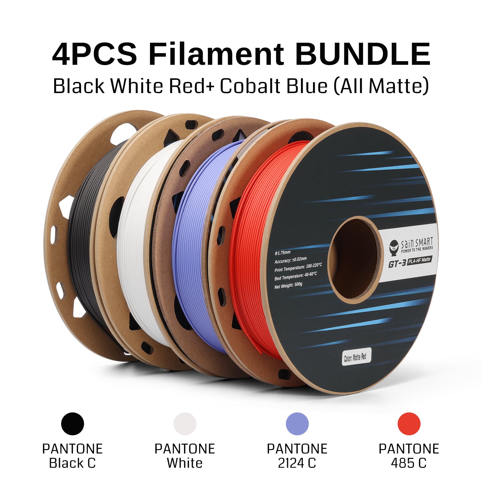 GT-3 High Speed Four-Color Bundle Matte PLA Filament, 1.75mm 500g