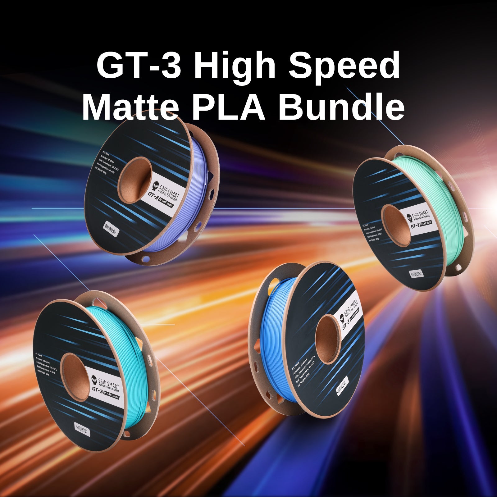 GT-3 High Speed Four-Color Bundle Matte PLA Filament, 1.75mm 500g