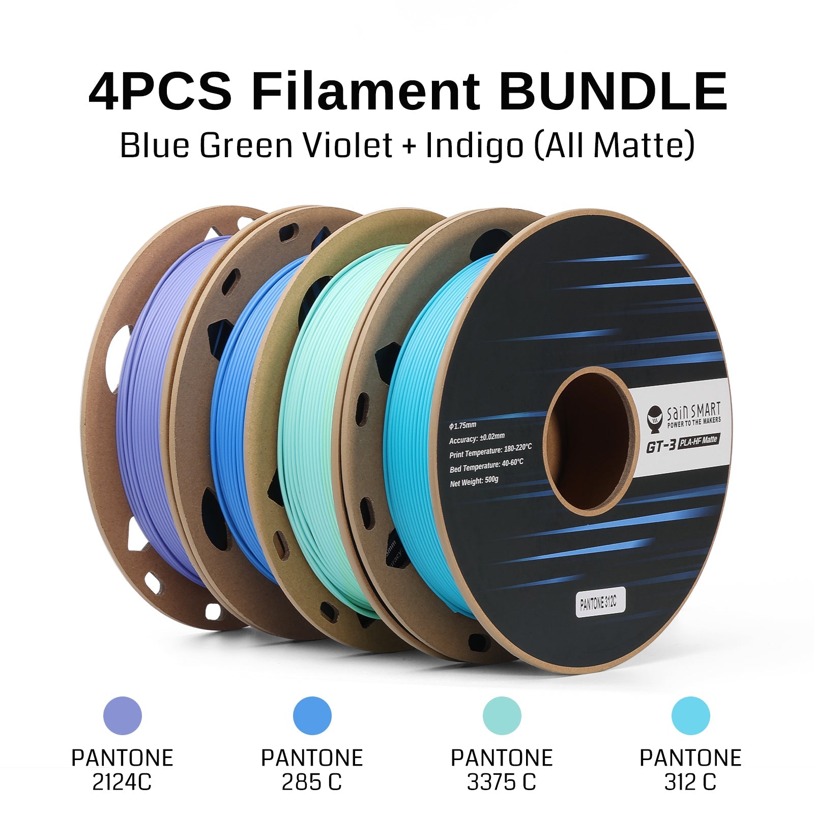 GT-3 High Speed Four-Color Bundle Matte PLA Filament, 1.75mm 500g