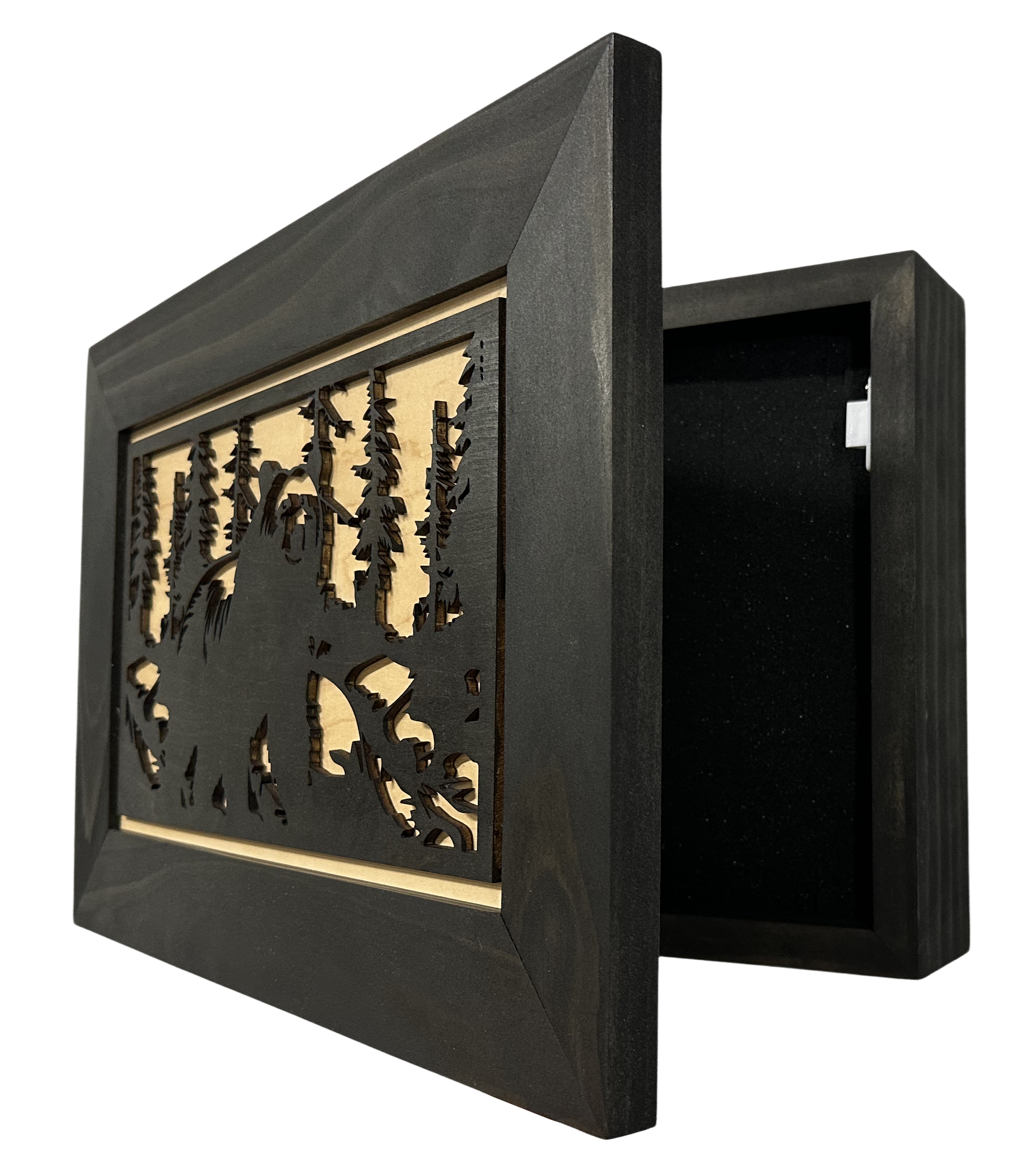 Hidden Gun Cabinet Black Bear Wall Decor – Concealed Furniture Secure Gun Cabinet