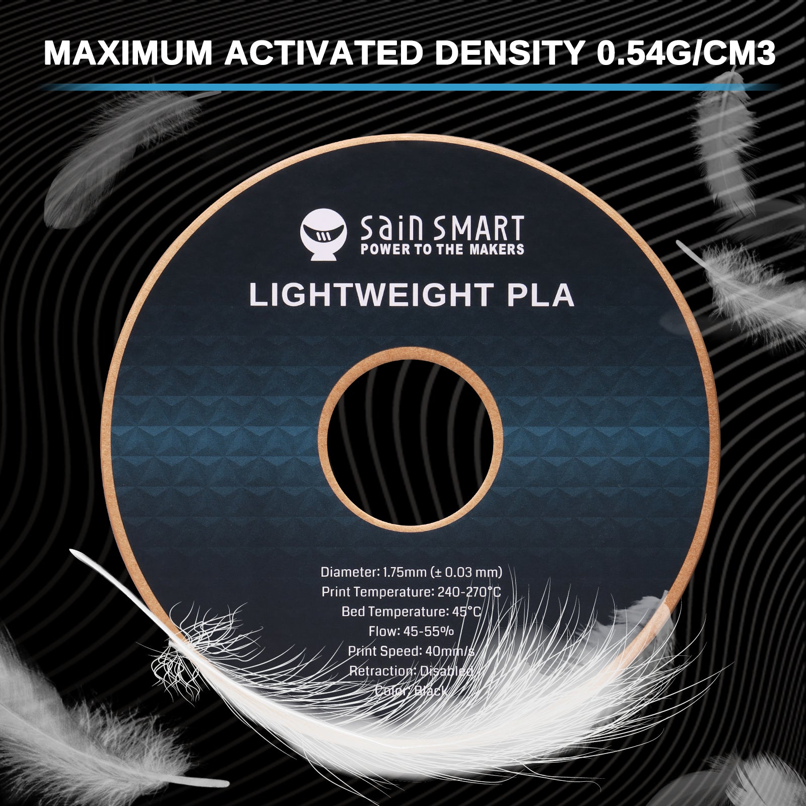 LW-PLA Filament, 1.75mm, Black & White, 1KG, Lightweight Low-Density