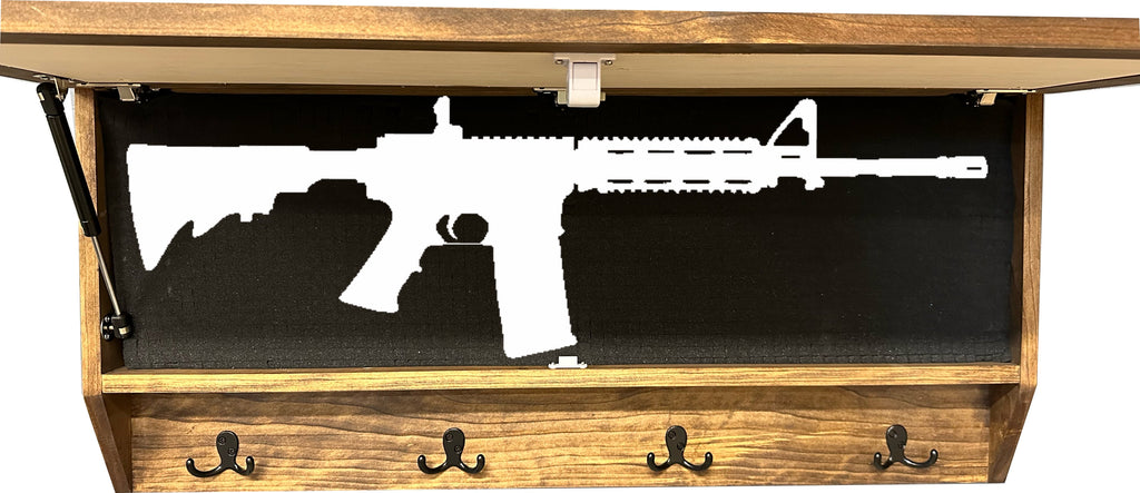 Deer Hunter Hidden Gun Storage - Concealment Shelf with Hooks Magnetic Lock