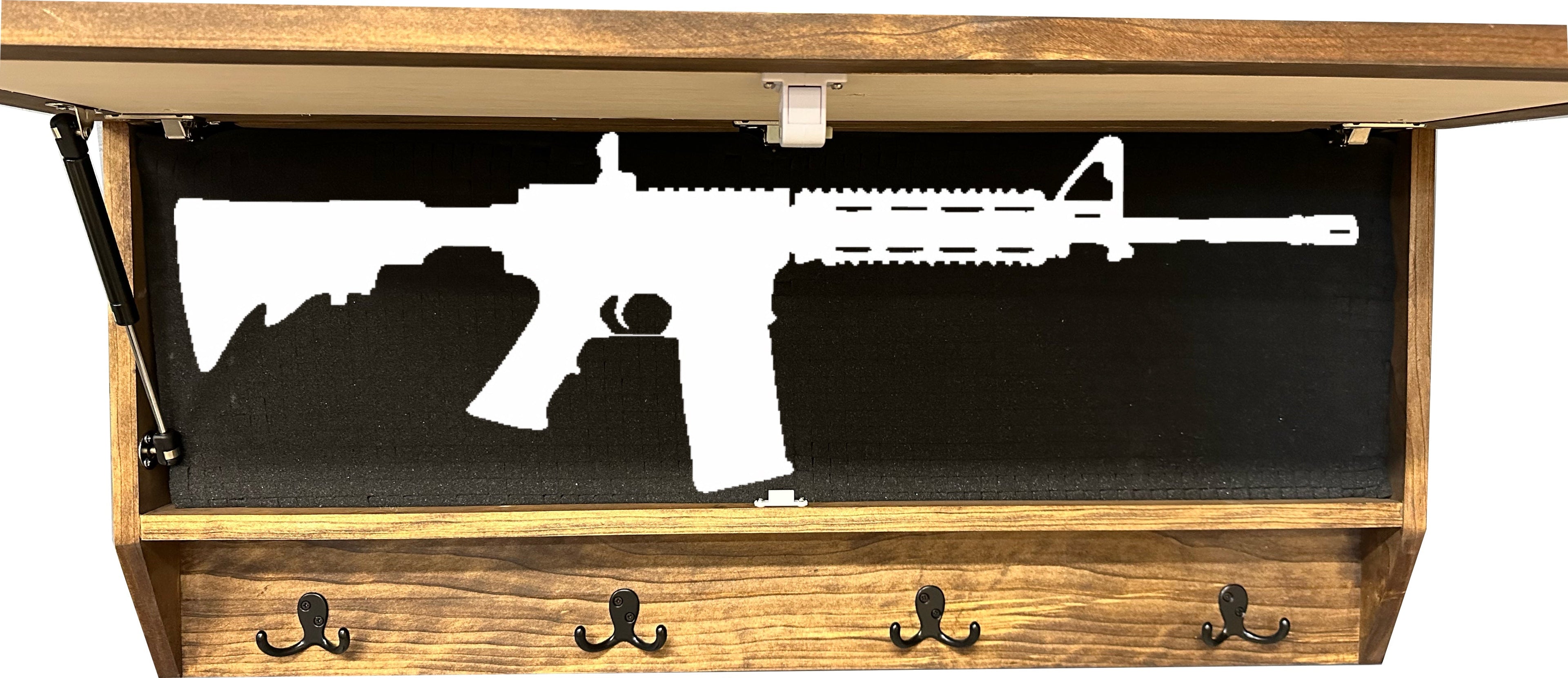 Deer Hunter Hidden Gun Storage - Concealment Shelf with Hooks Magnetic Lock