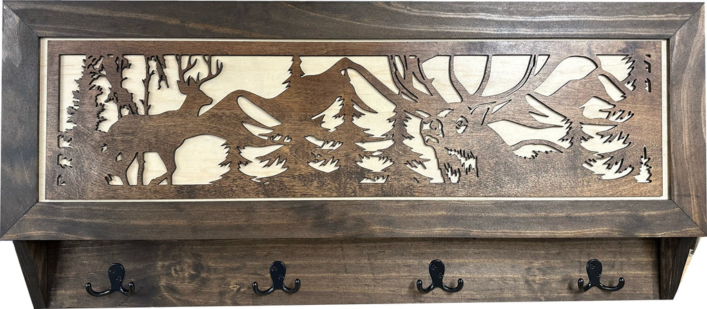 Deer Hunter Hidden Gun Storage - Concealment Shelf with Hooks Magnetic Lock