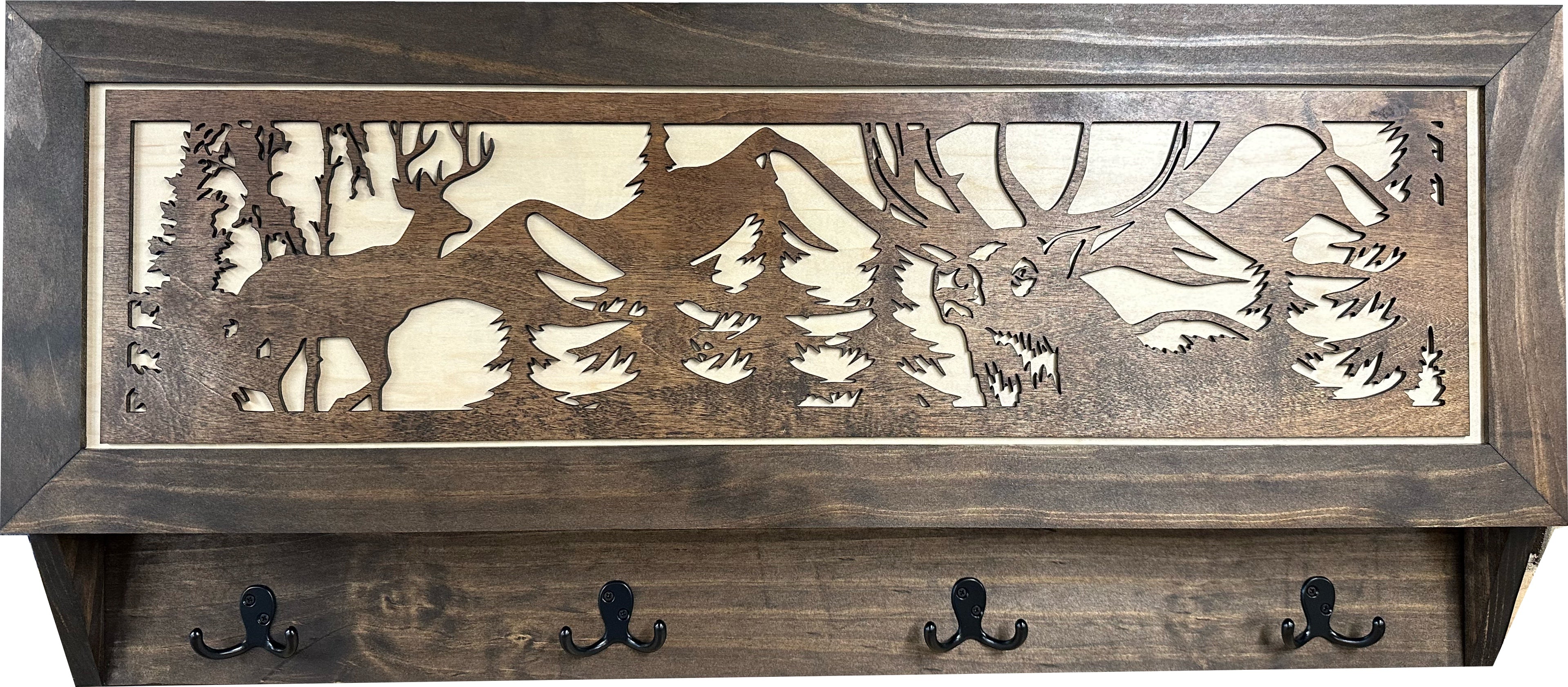 Deer Hunter Hidden Gun Storage - Concealment Shelf with Hooks Magnetic Lock