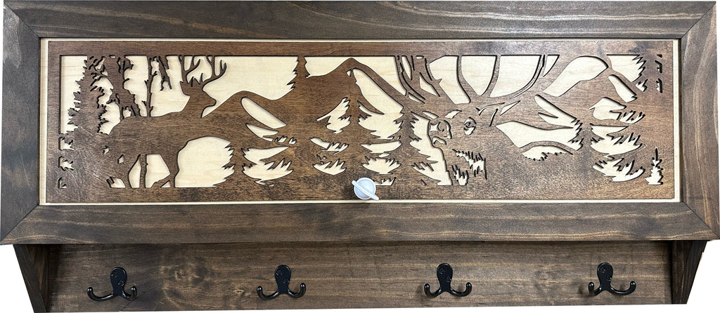 Deer Hunter Hidden Gun Storage - Concealment Shelf with Hooks Magnetic Lock