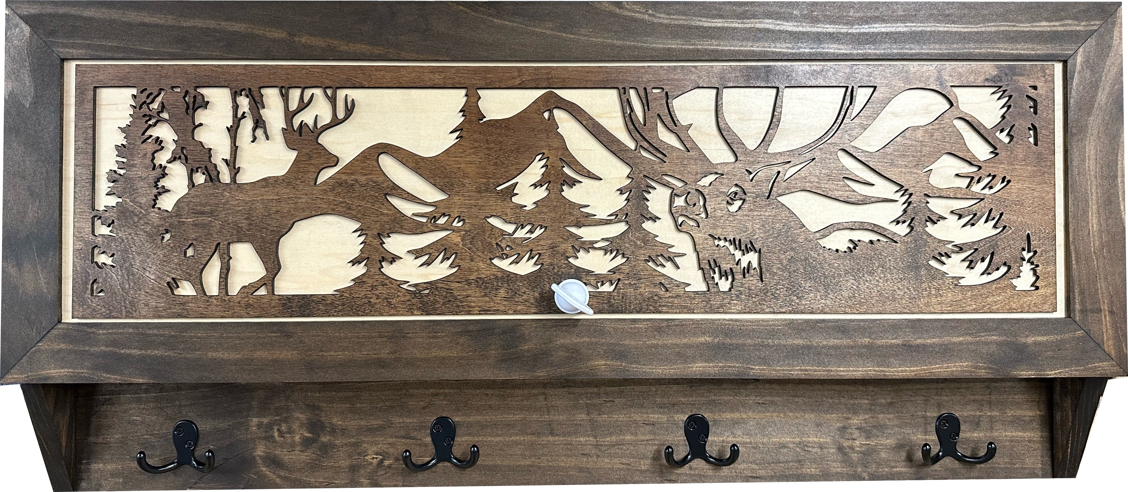 Deer Hunter Hidden Gun Storage - Concealment Shelf with Hooks Magnetic Lock