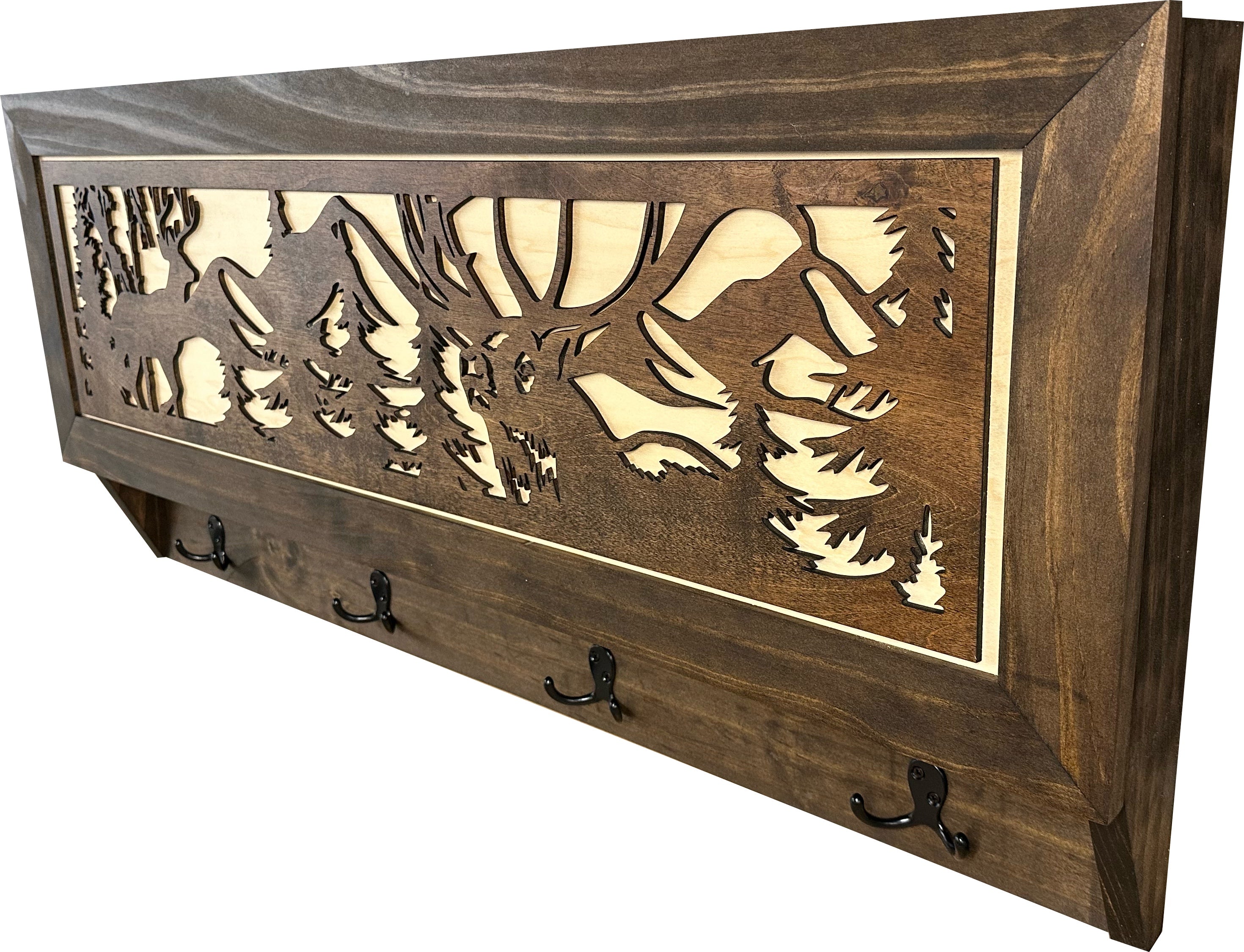 Deer Hunter Hidden Gun Storage - Concealment Shelf with Hooks Magnetic Lock