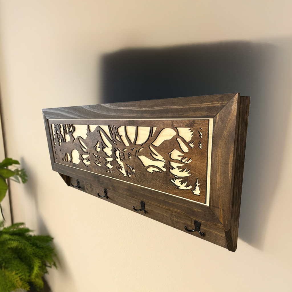 Deer Hunter Hidden Gun Storage - Concealment Shelf with Hooks Magnetic Lock