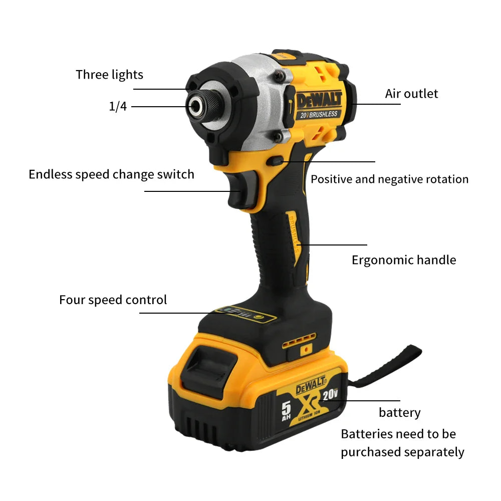 Dewalt Cordless Brushless Electric Screwdriver Impact Function 20V