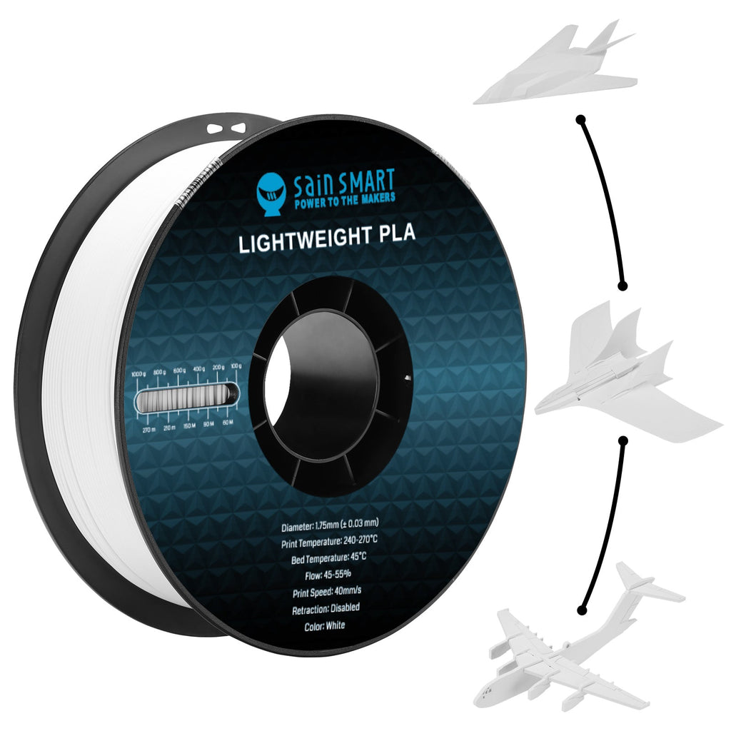 LW-PLA Filament, 1.75mm, Black & White, 1KG, Lightweight Low-Density