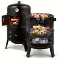 3-in-1 Charcoal Smoker Grill BBQ Fire Pit Portable Camping Grill