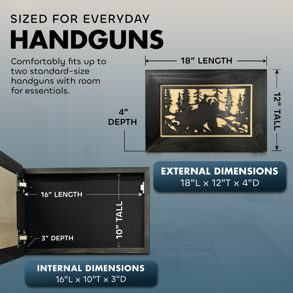 Hidden Gun Cabinet Black Bear Wall Decor – Concealed Furniture Secure Gun Cabinet