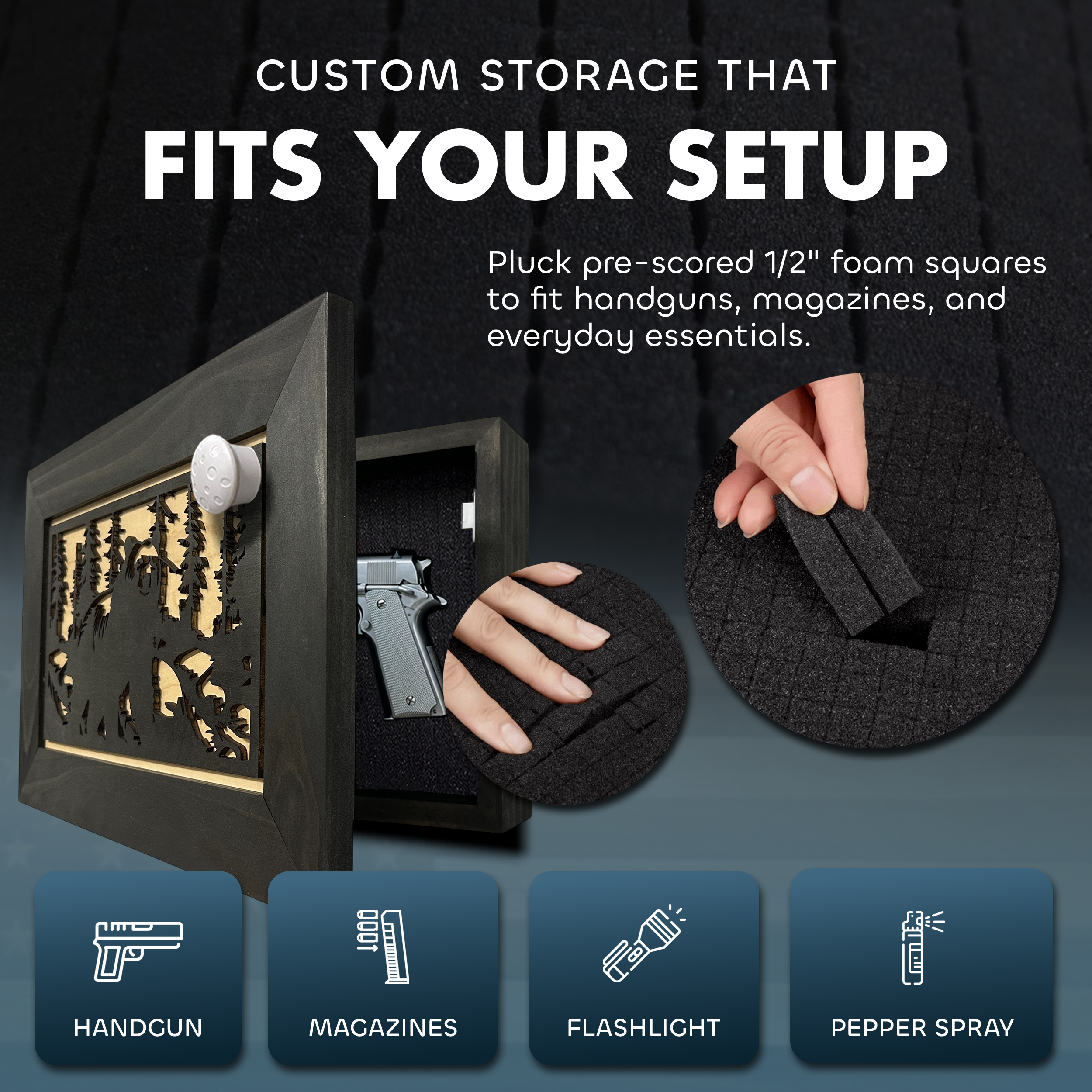 Hidden Gun Cabinet Black Bear Wall Decor – Concealed Furniture Secure Gun Cabinet