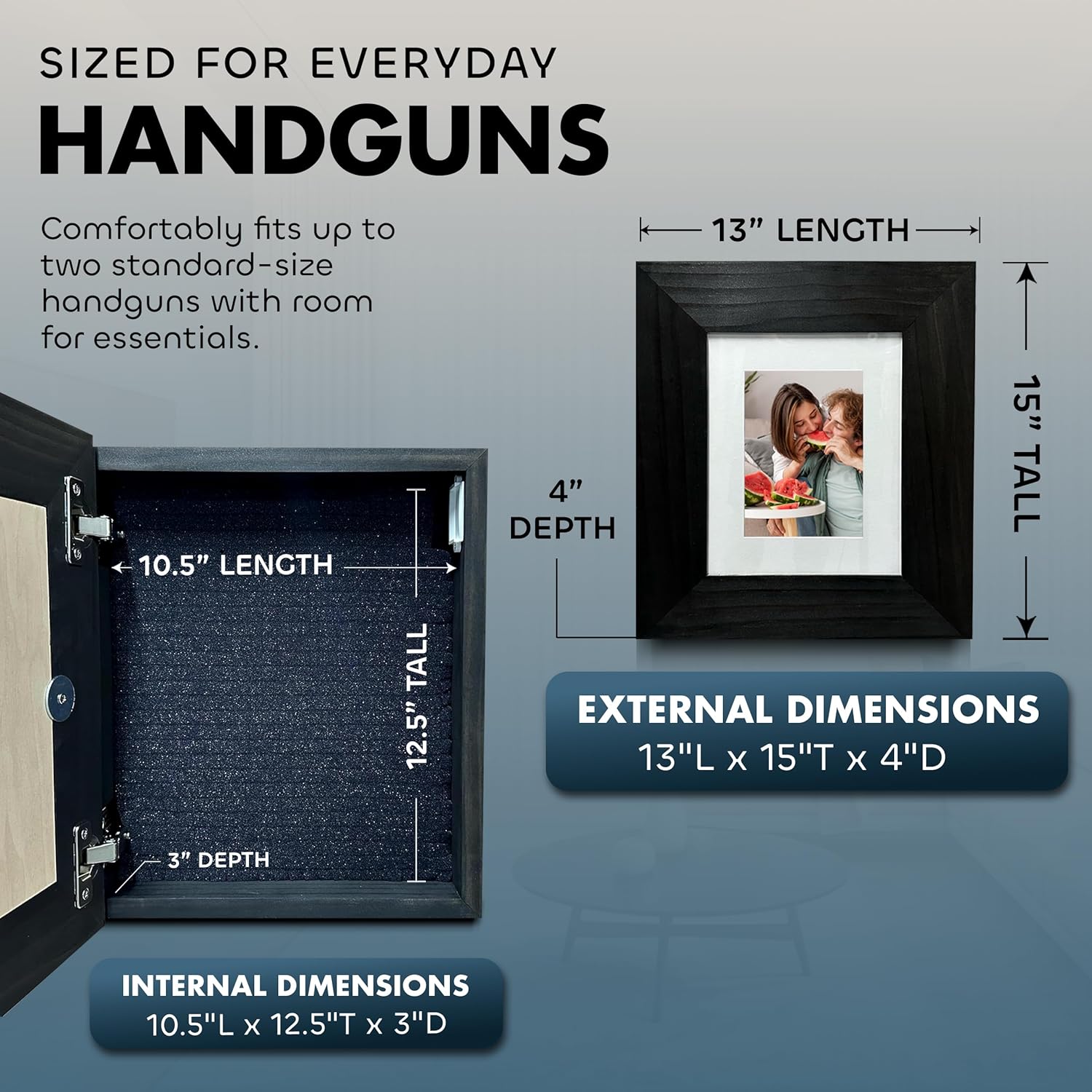 Hidden Gun Safe Picture Frame with Magnetic Lock