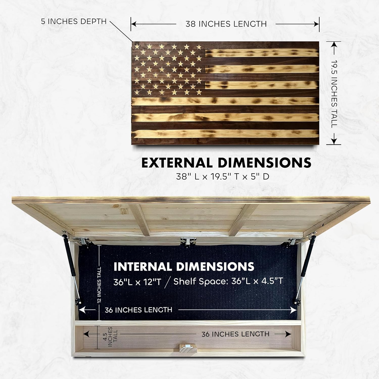 Large American Flag Gun Safe - Quick Access Hidden Gun Safe with Magnetic Lock