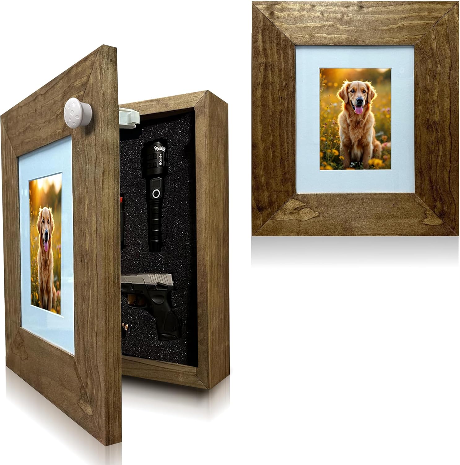 Hidden Gun Safe Picture Frame with Magnetic Lock