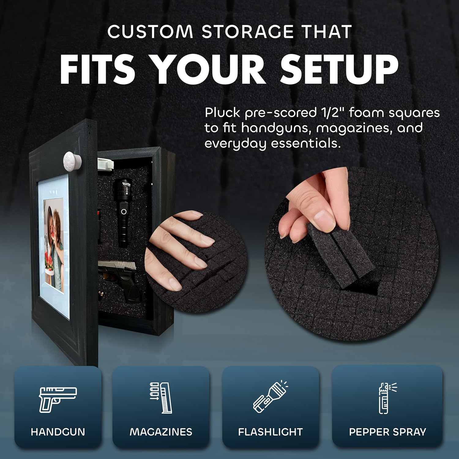 Hidden Gun Safe Picture Frame with Magnetic Lock
