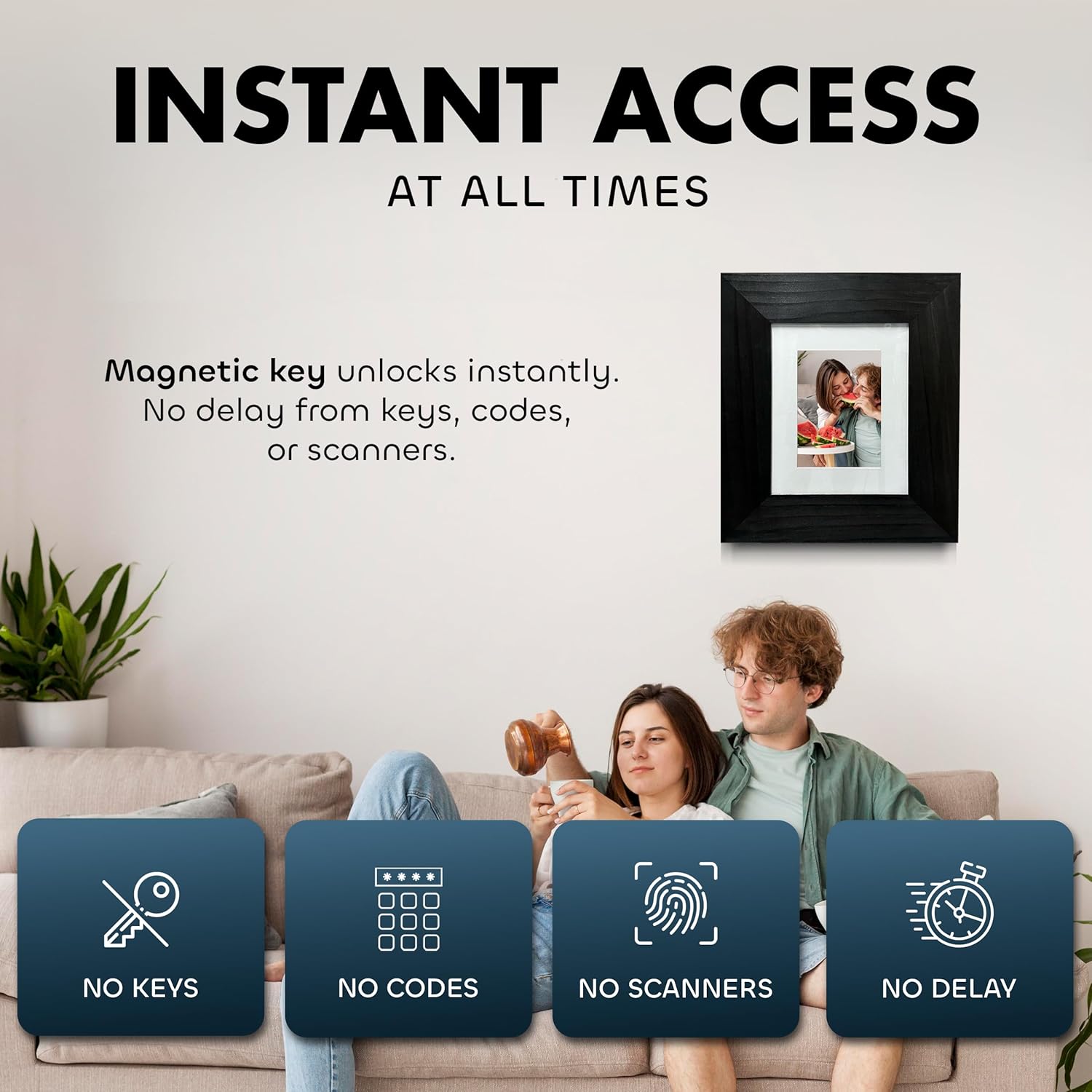 Hidden Gun Safe Picture Frame with Magnetic Lock