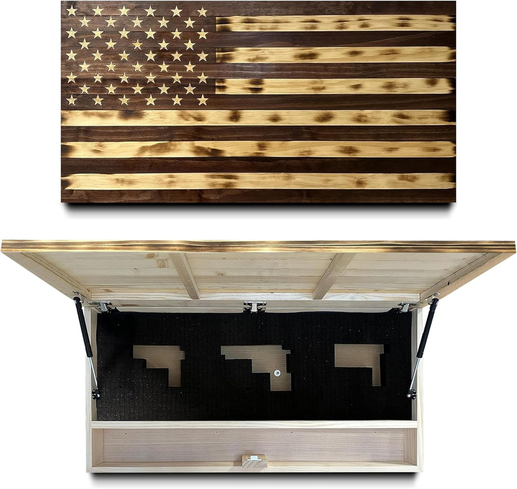 Large American Flag Gun Safe - Quick Access Hidden Gun Safe with Magnetic Lock