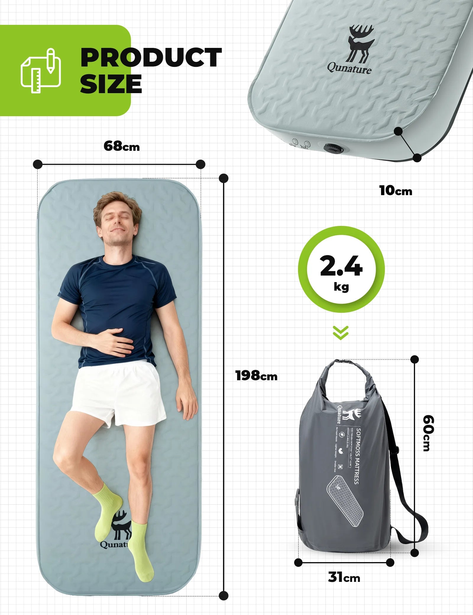 Portable Inflating Sleeping Pad with Foam for Camping