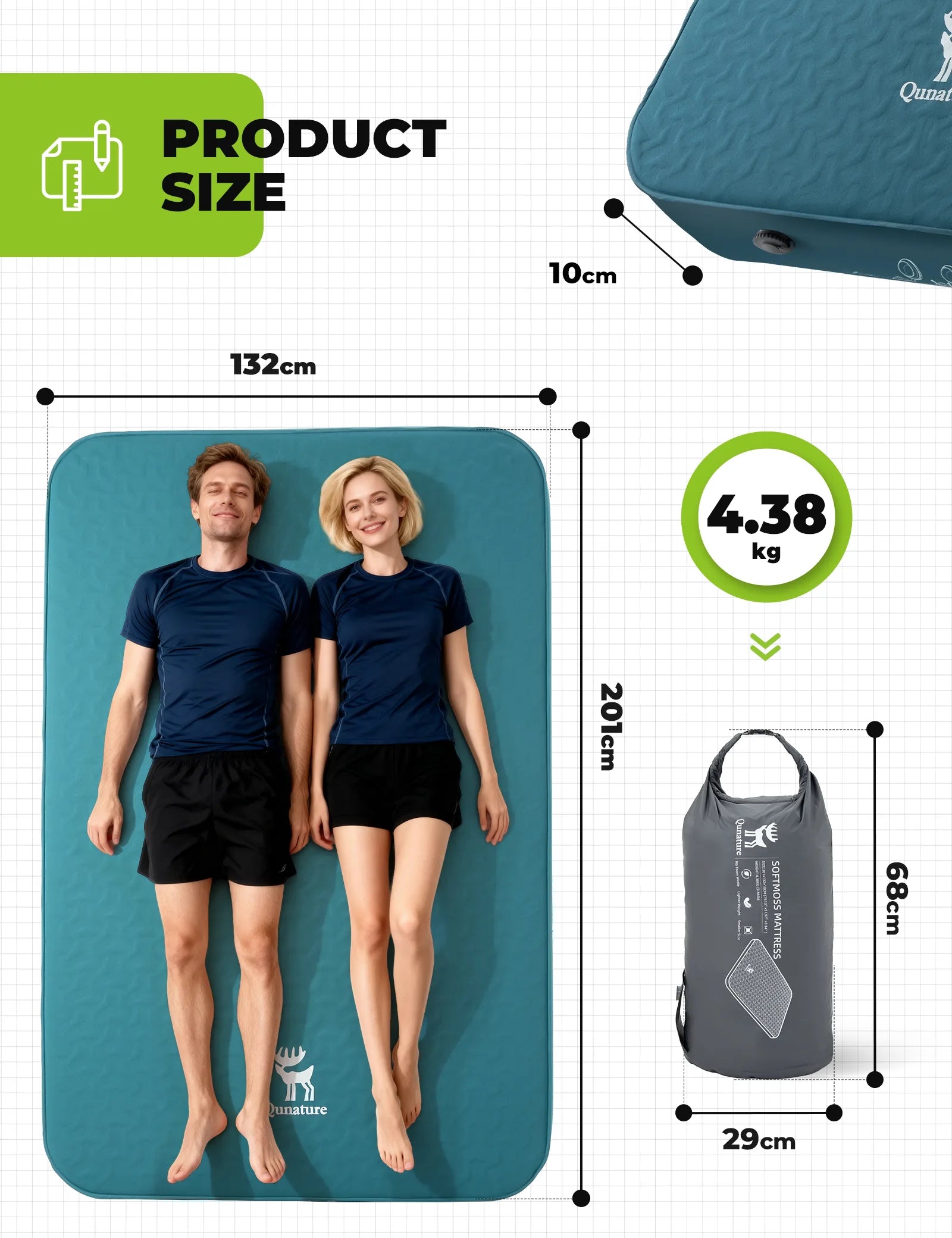 Portable Inflating Sleeping Pad with Foam for Camping