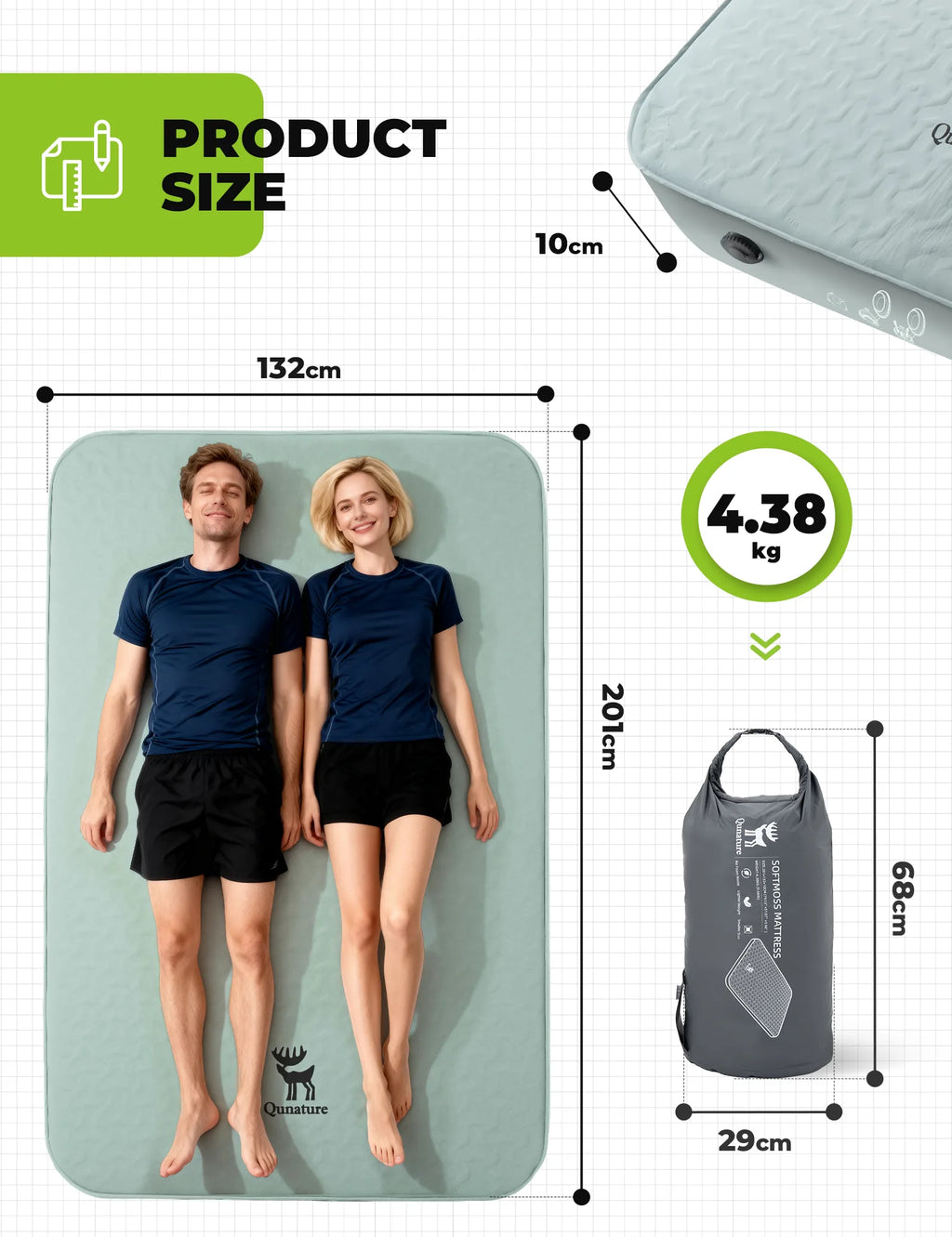 Portable Inflating Sleeping Pad with Foam for Camping