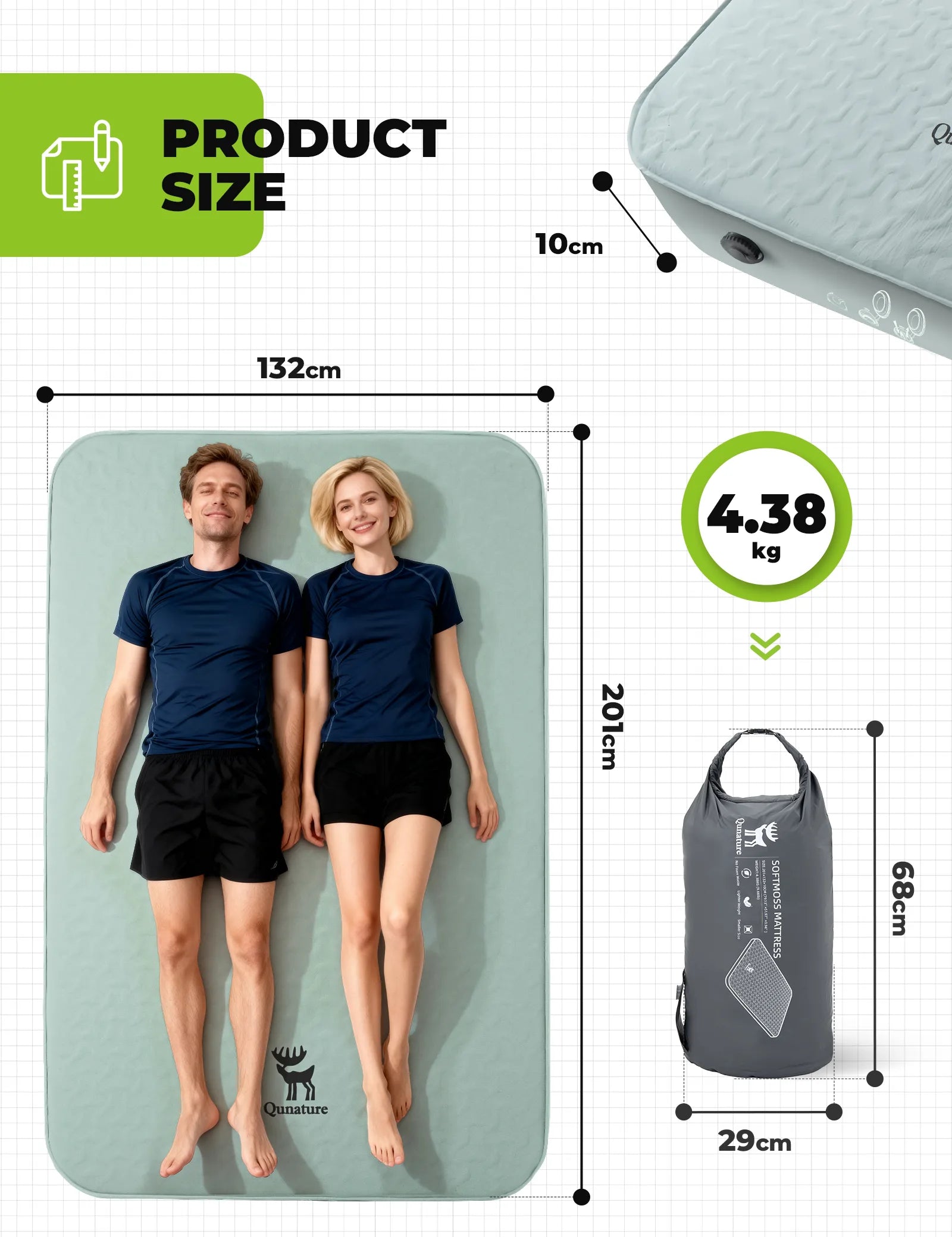 Portable Inflating Sleeping Pad with Foam for Camping
