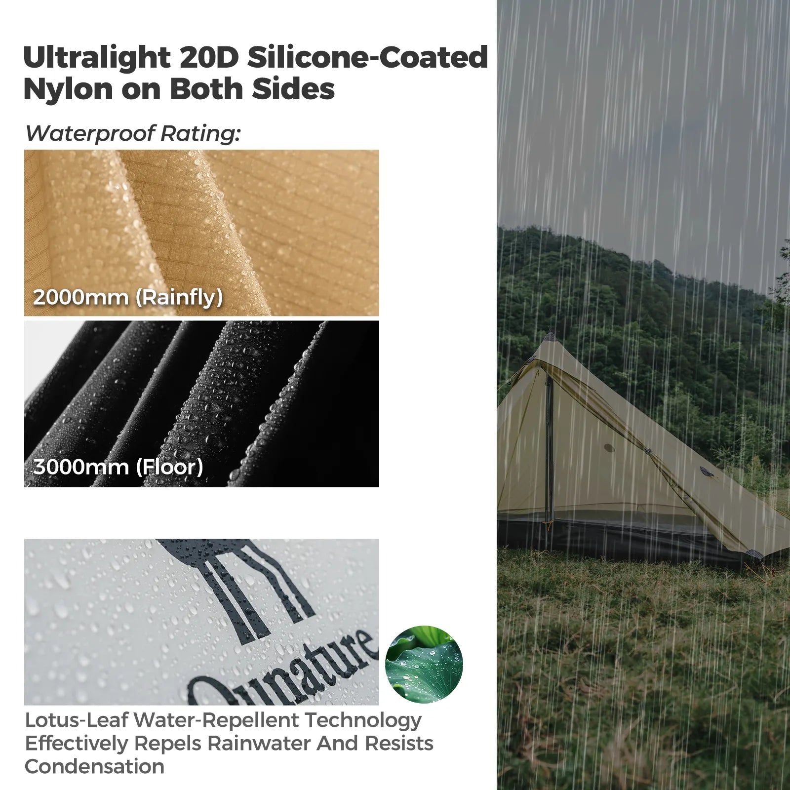 Ultralight 1-Person Poleless Tent Rainproof Easy Setup