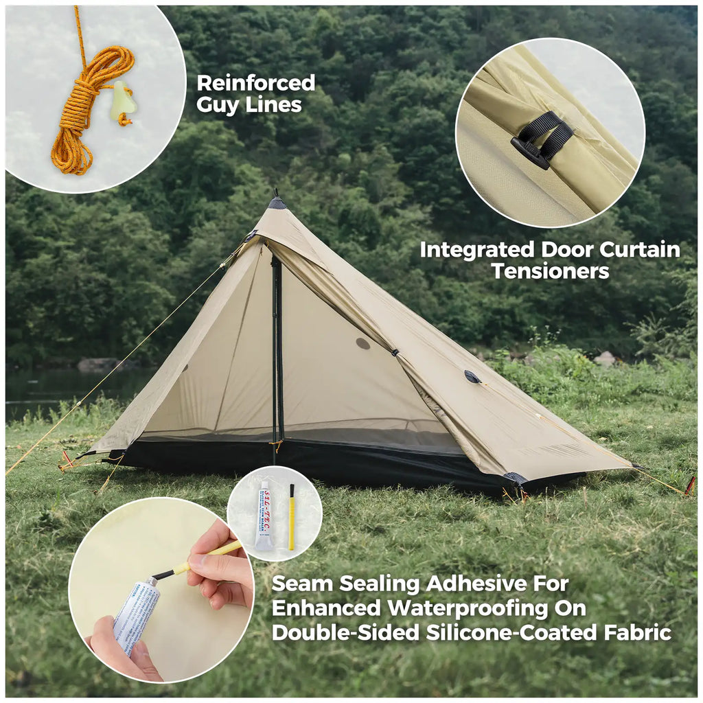Ultralight 1-Person Poleless Tent Rainproof Easy Setup