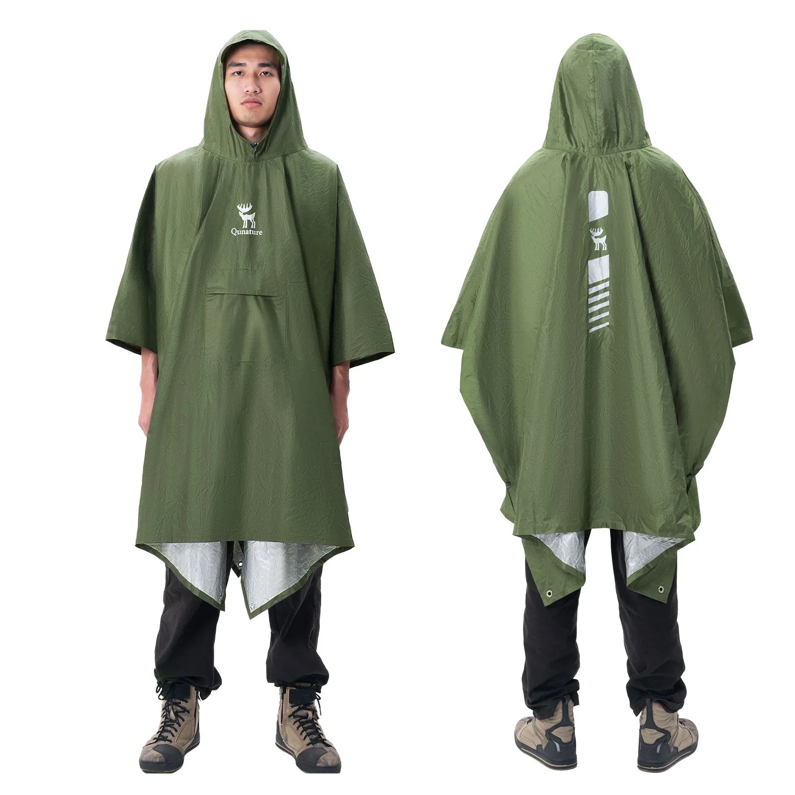 Unisex Waterproof Rain Poncho with Pocket for Hiking Outdoor