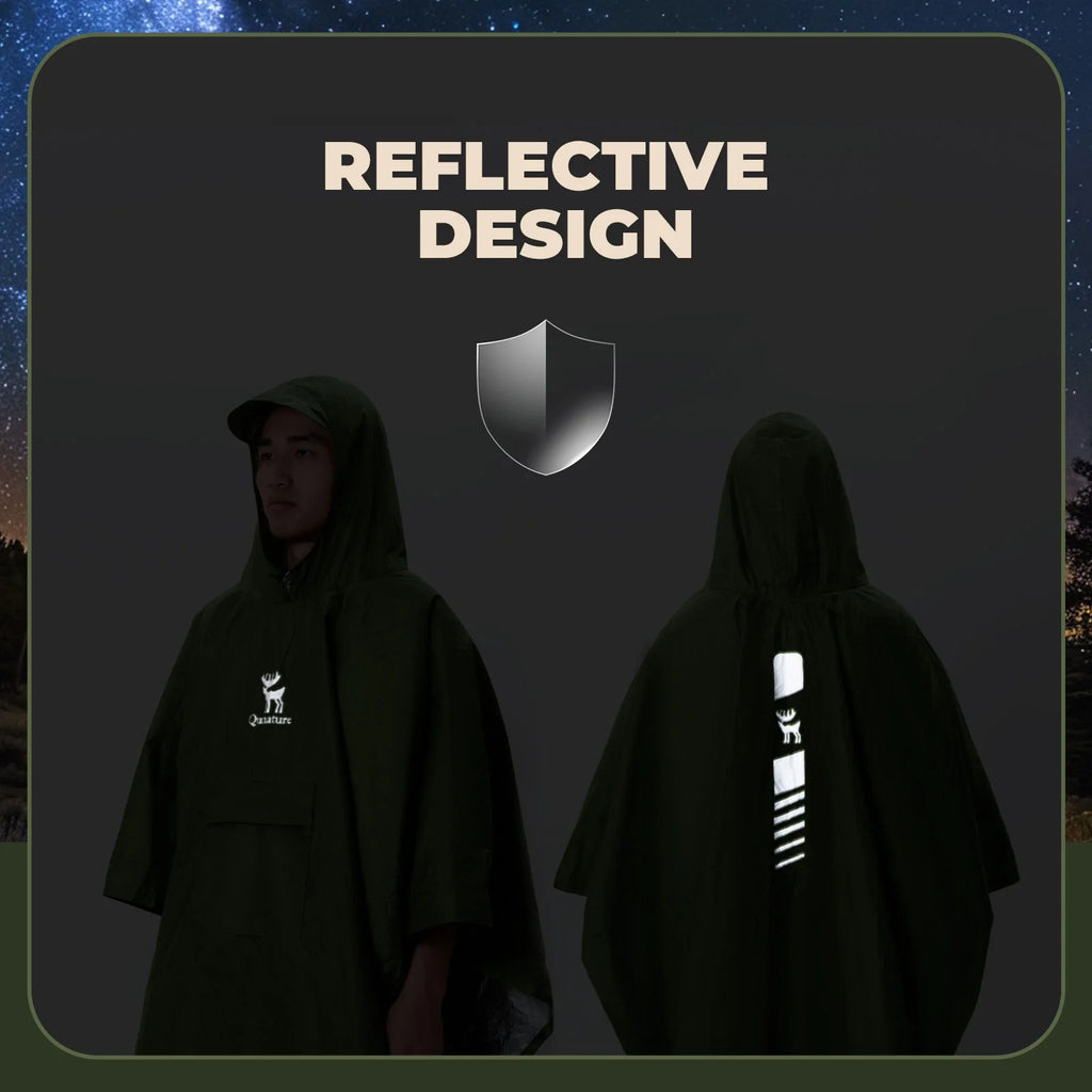 Unisex Waterproof Rain Poncho with Pocket for Hiking Outdoor