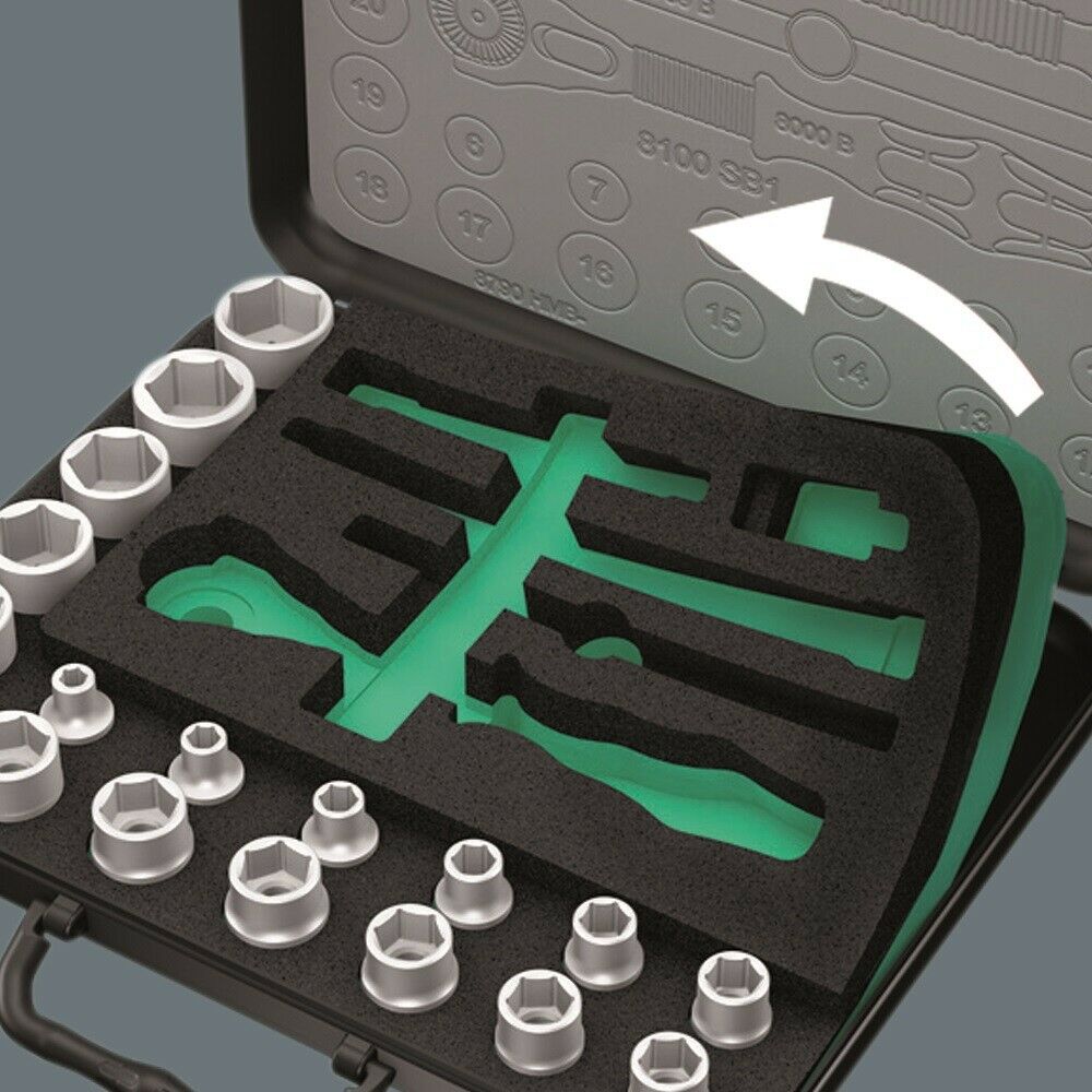 Wera 8100 SB 2 Zyklop Socket Wrench Set 3/8" Drive Metric 43 Pieces 05003594001
