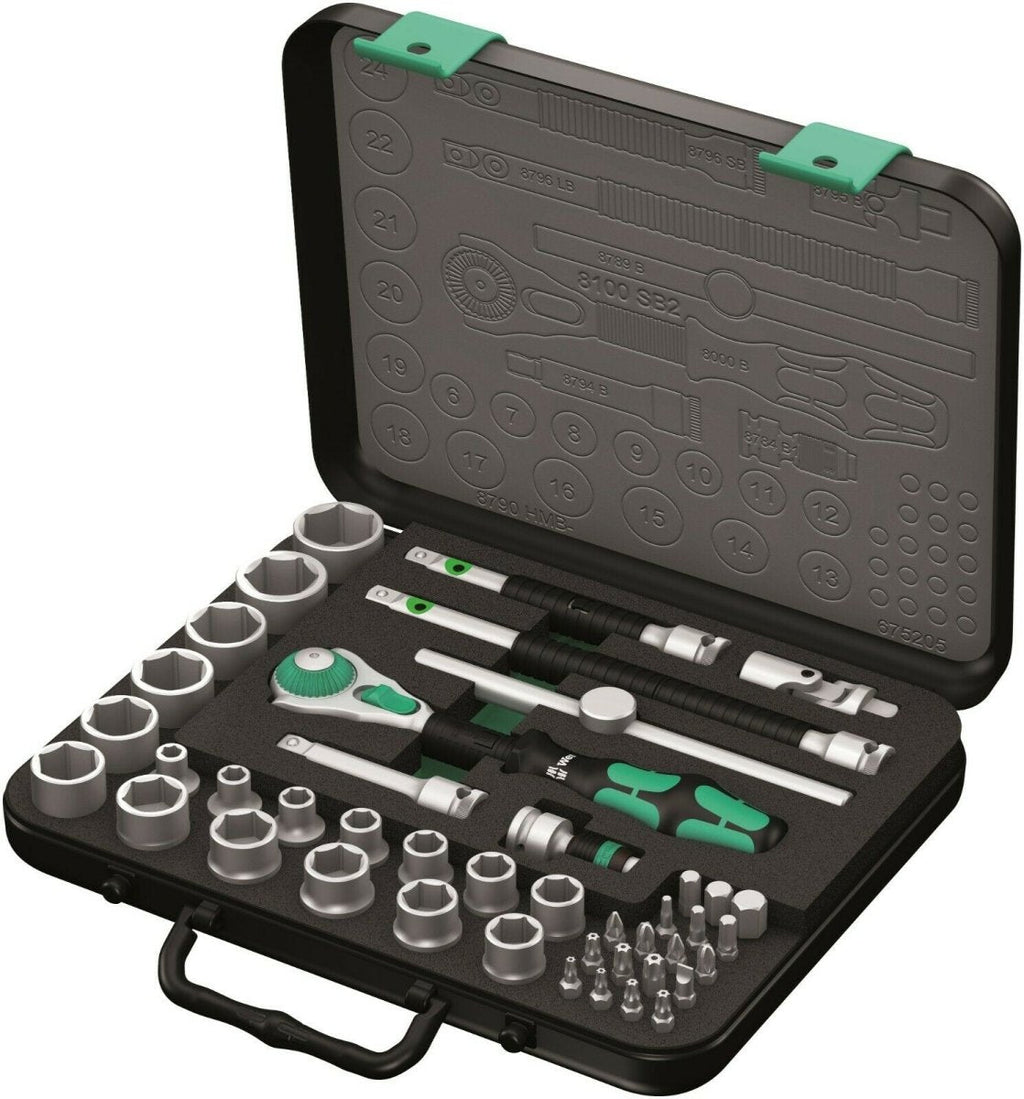 Wera 8100 SB 2 Zyklop Socket Wrench Set 3/8" Drive Metric 43 Pieces 05003594001